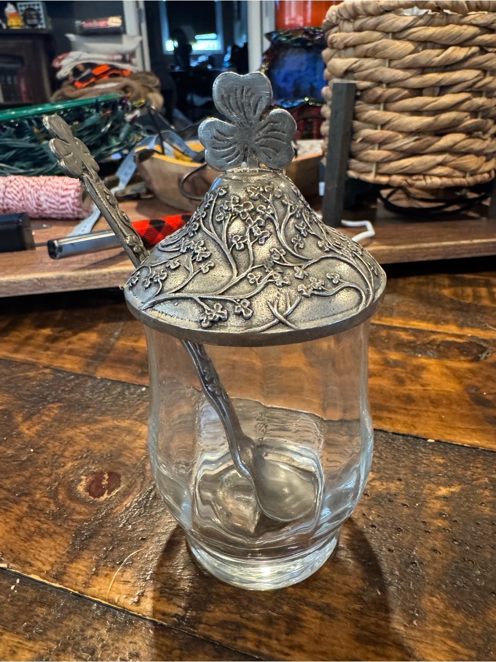 The Mullingar Pewter Ireland Sugar Bowl with Lid and Spoon